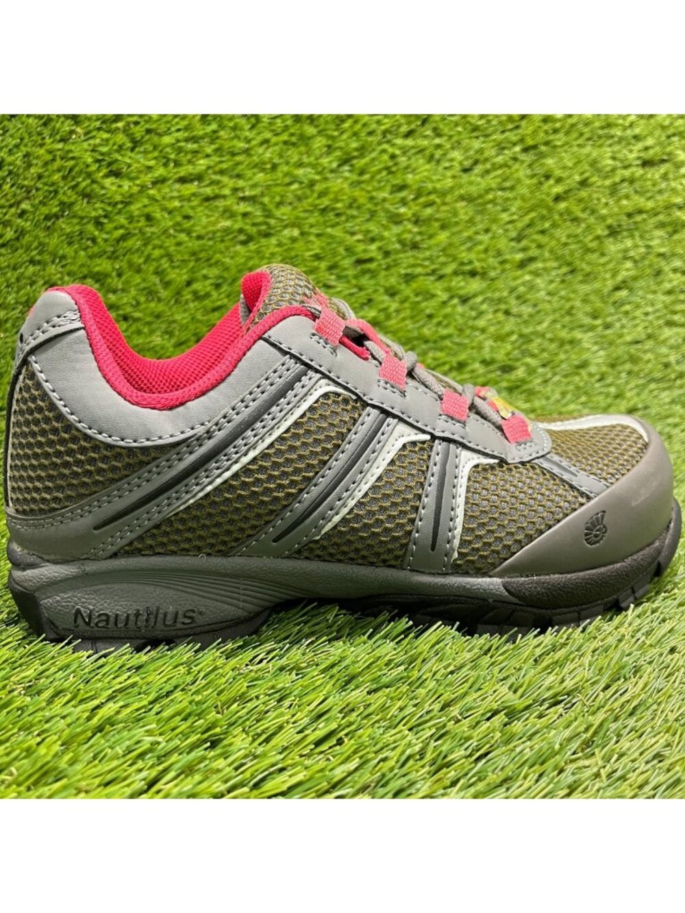 Nautilus N1393 SR Womens Size 8.5 Green Gray Pink Steel Toe Safety Work Shoes